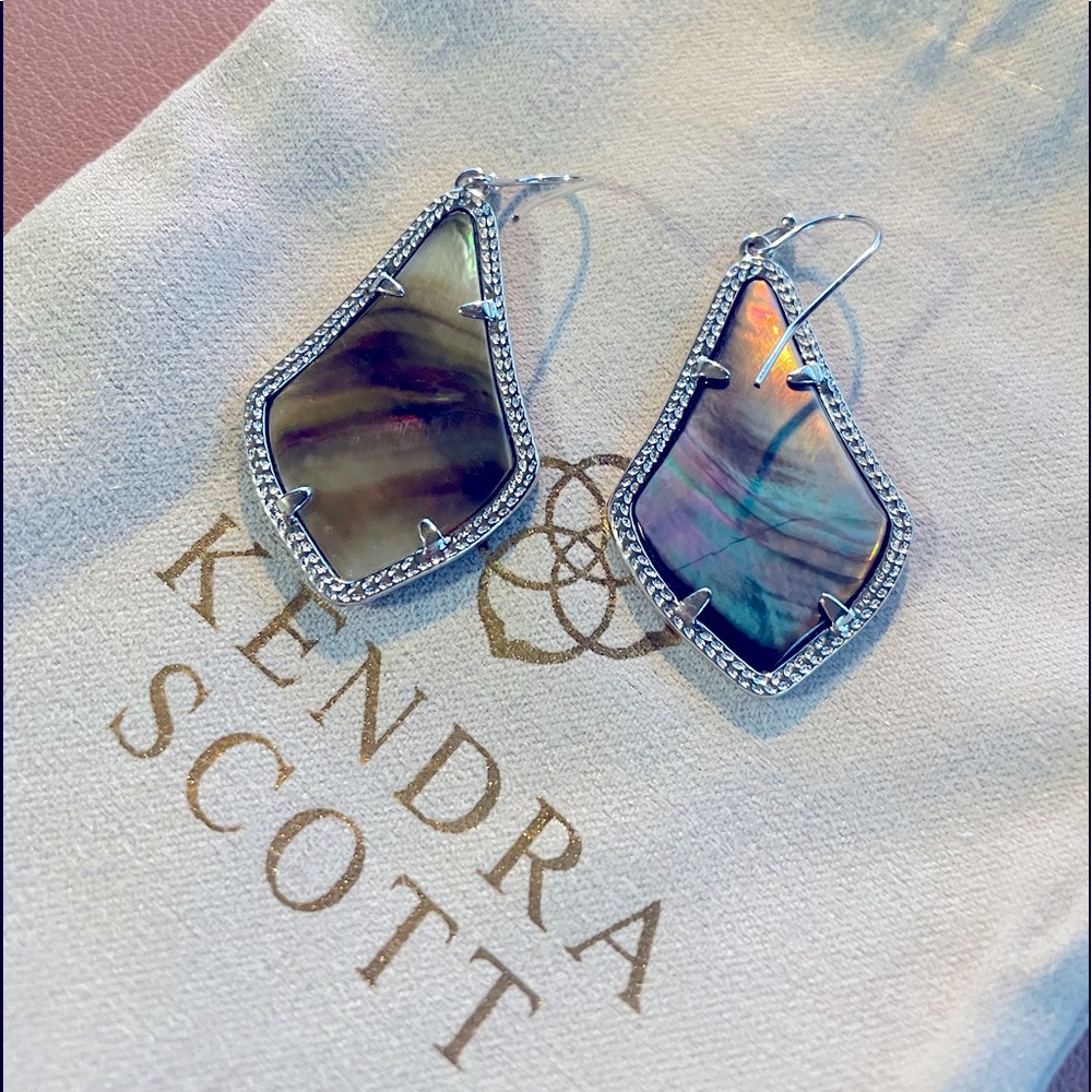 Kendra Scott Gray Mother of Pearl Alex Silver drop Earrings